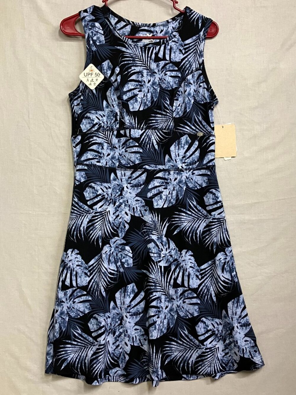 ZeroXposur Women's Dress Size Small Black Blue Floral UPF 50+ Sleeveless Stretch
